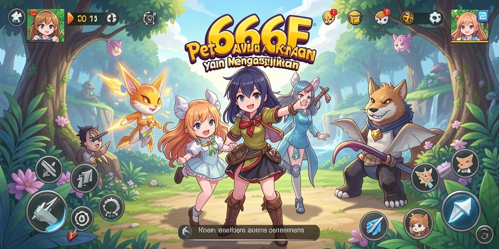 Tampilan utama gameplay 666F yang menampilkan karakter anime dalam aksi.
