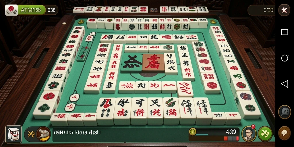 Tampilan gameplay menarik dari ATM138 dengan ubin Mahjong yang berwarna-warni.
