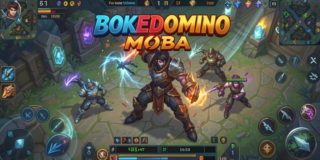 Tampilan seru dari gameplay BOKEDOMINO dalam pertarungan tim.