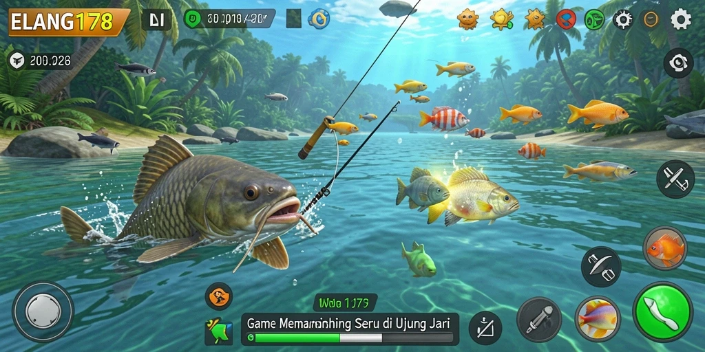 Tampilan menarik dari gameplay ELANG178 saat menangkap ikan di laut.