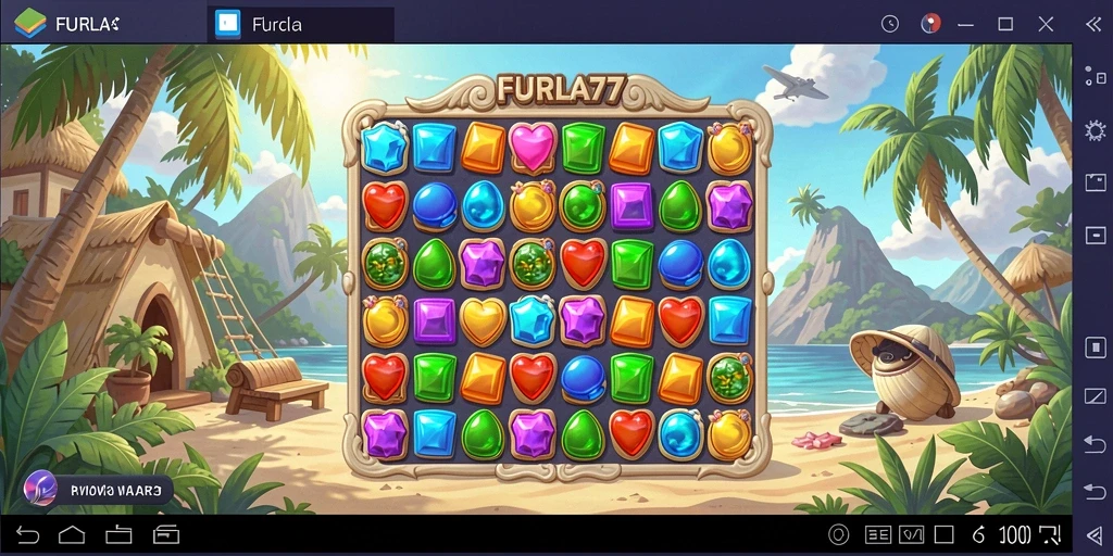 Tampilan gameplay FURLA77 dengan kombinasi permata warna-warni.