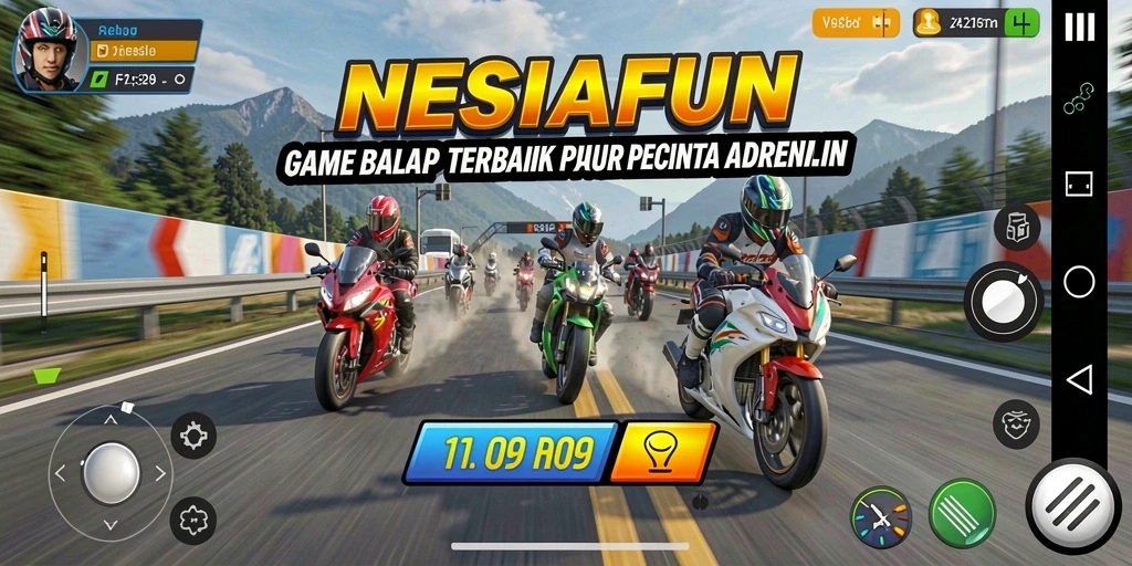 Screenshot menampilkan aksi balapan motor yang mendebarkan.