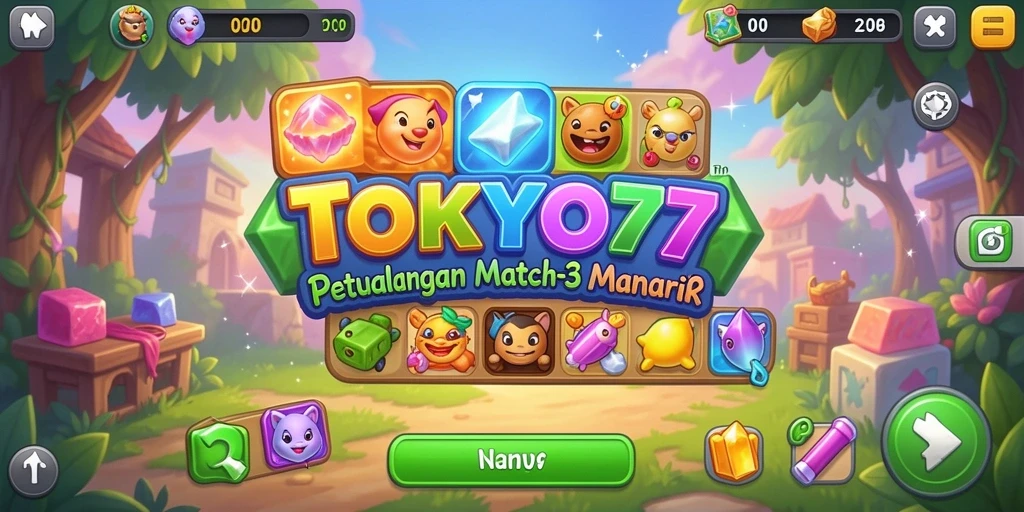 Screenshot menampilkan gameplay seru dari TOKYO77 dengan tantangan Match-3.