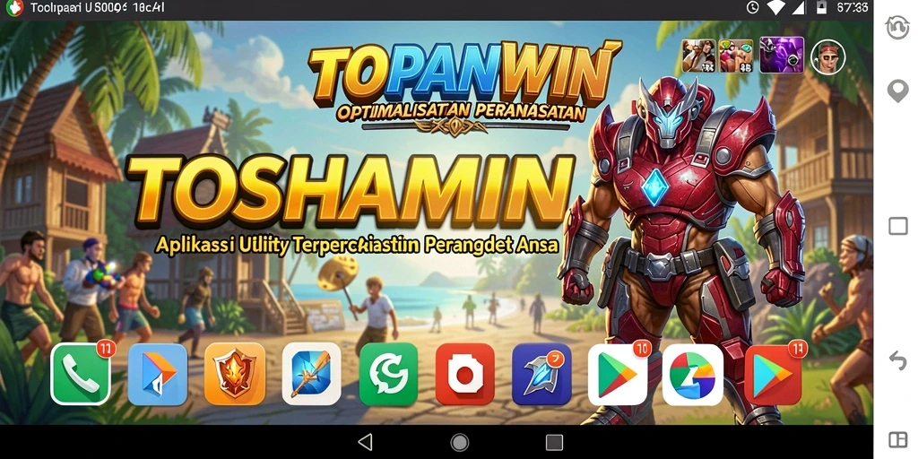 Screenshot aplikasi TOPANWIN menampilkan fitur optimasi perangkat.